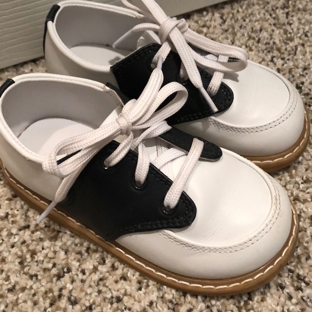 Size 8 toddler boy navy and white smock shoes